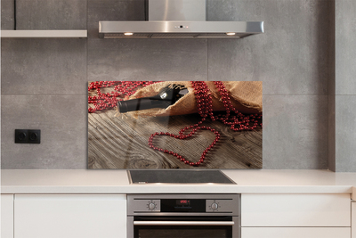 Painel de vidro Contas de coração de vinho