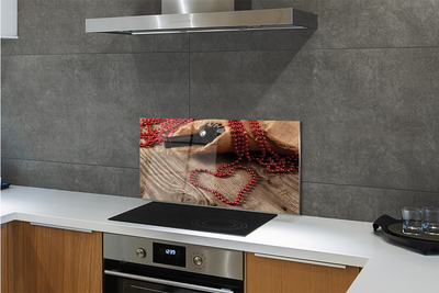 Painel de vidro Contas de coração de vinho