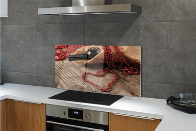 Painel de vidro Contas de coração de vinho