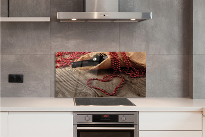 Painel de vidro Contas de coração de vinho