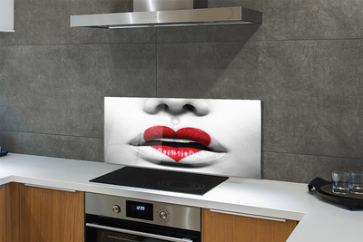 Painel de vidro Lábios coração mulher