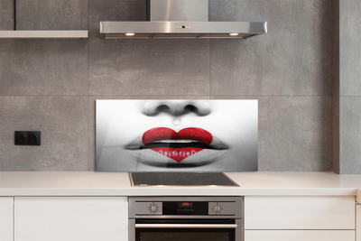 Painel de vidro Lábios coração mulher