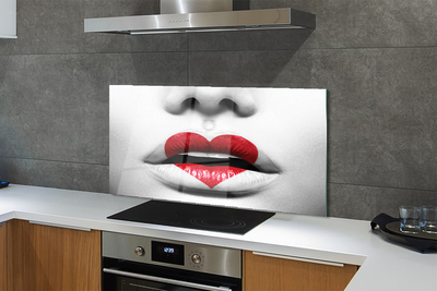 Painel de vidro Lábios coração mulher
