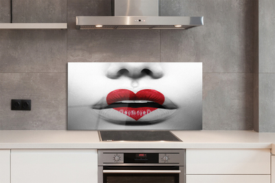 Painel de vidro Lábios coração mulher