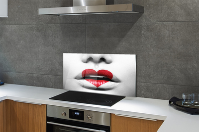 Painel de vidro Lábios coração mulher