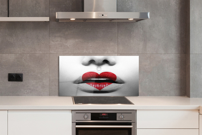 Painel de vidro Lábios coração mulher