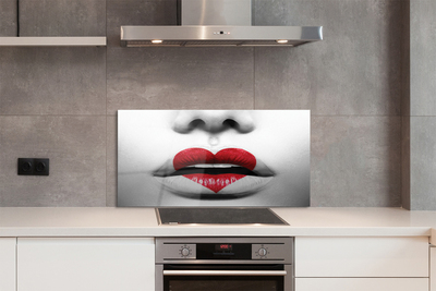 Painel de vidro Lábios coração mulher