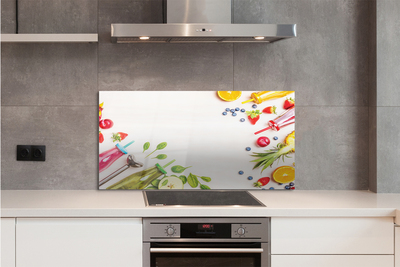 Painel de vidro Smoothies garrafas canudos espinafre