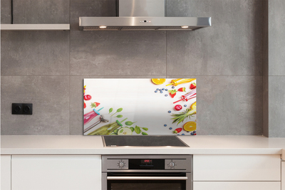 Painel de vidro Smoothies garrafas canudos espinafre