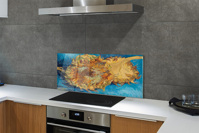 Painel de vidro Flores de arte girassóis