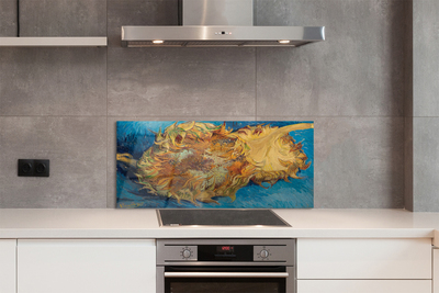 Painel de vidro Flores de arte girassóis