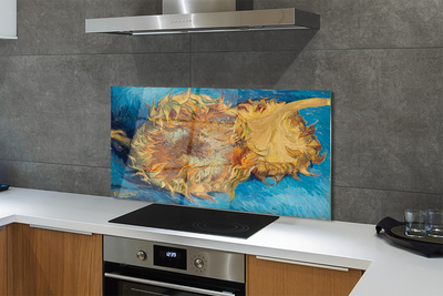 Painel de vidro Flores de arte girassóis