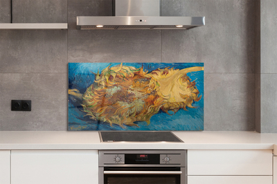 Painel de vidro Flores de arte girassóis