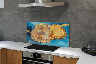 Painel de vidro Flores de arte girassóis