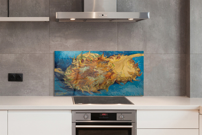 Painel de vidro Flores de arte girassóis