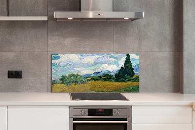 Painel de vidro Ciprestes de prado artístico