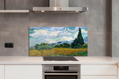 Painel de vidro Ciprestes de prado artístico