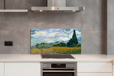 Painel de vidro Ciprestes de prado artístico