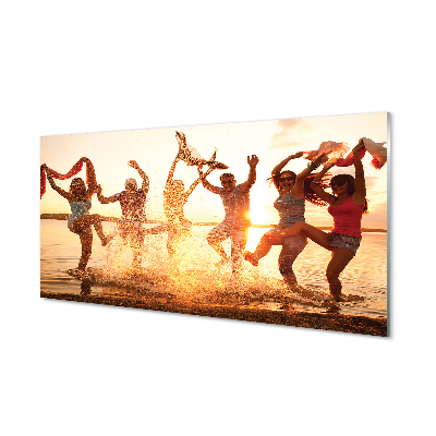 Painel de vidro Pessoas, mar, oeste