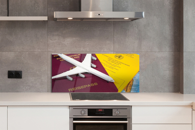 Painel de vidro Mapa do passaporte do avião