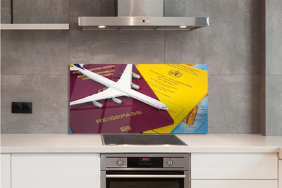 Painel de vidro Mapa do passaporte do avião