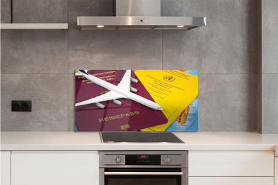 Painel de vidro Mapa do passaporte do avião