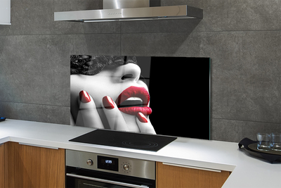 Painel de vidro Lábios e unhas de mulher