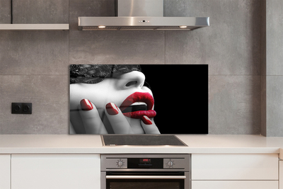 Painel de vidro Lábios e unhas de mulher