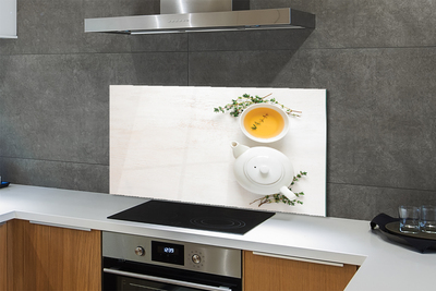 Painel de vidro Um bule de chá