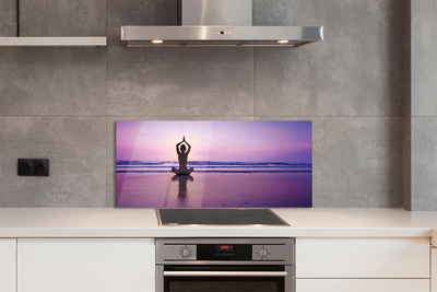 Painel de vidro Mulher praticando ioga no mar