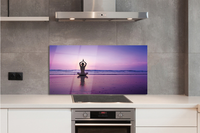 Painel de vidro Mulher praticando ioga no mar