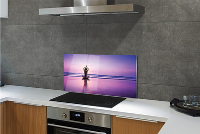 Painel de vidro Mulher praticando ioga no mar