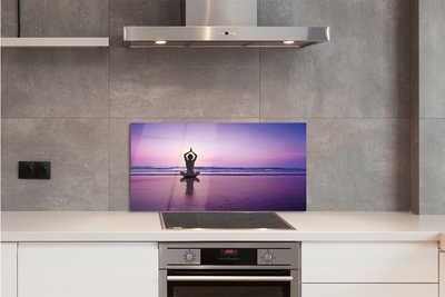 Painel de vidro Mulher praticando ioga no mar