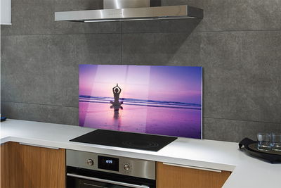 Painel de vidro Mulher praticando ioga no mar