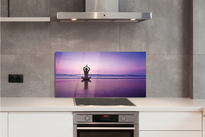 Painel de vidro Mulher praticando ioga no mar
