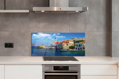 Painel de vidro Grécia Costa Montanhas Mar