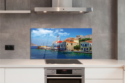 Painel de vidro Grécia Costa Montanhas Mar