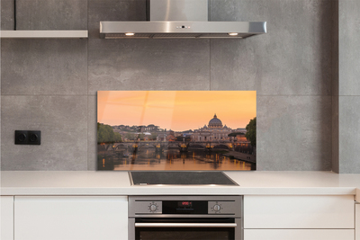 Painel de vidro Pôr do sol em Roma, pontes, rio, edifícios