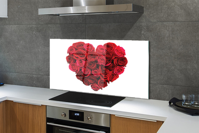 Painel de vidro Coração de rosas