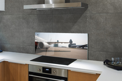 Painel de vidro Edifícios de aviões, aeroporto, céu