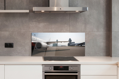 Painel de vidro Edifícios de aviões, aeroporto, céu