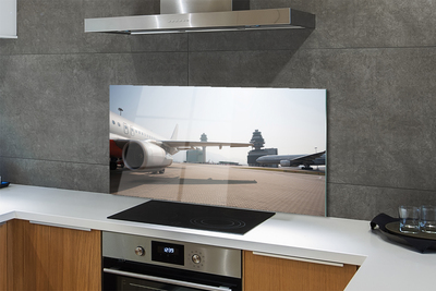 Painel de vidro Edifícios de aviões, aeroporto, céu