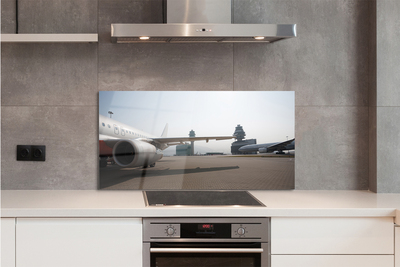 Painel de vidro Edifícios de aviões, aeroporto, céu