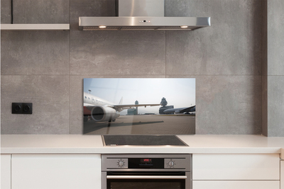 Painel de vidro Edifícios de aviões, aeroporto, céu