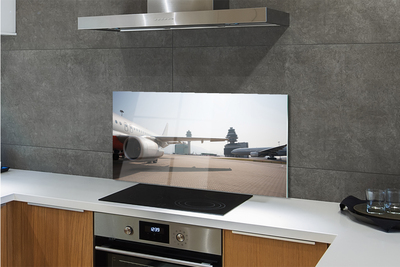 Painel de vidro Edifícios de aviões, aeroporto, céu