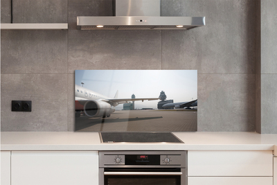 Painel de vidro Edifícios de aviões, aeroporto, céu