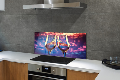Painel de vidro Taças com fundo colorido de champanhe