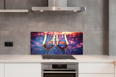 Painel de vidro Taças com fundo colorido de champanhe