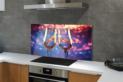 Painel de vidro Taças com fundo colorido de champanhe