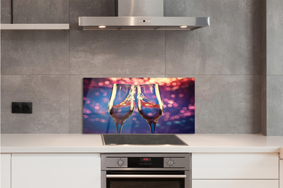 Painel de vidro Taças com fundo colorido de champanhe